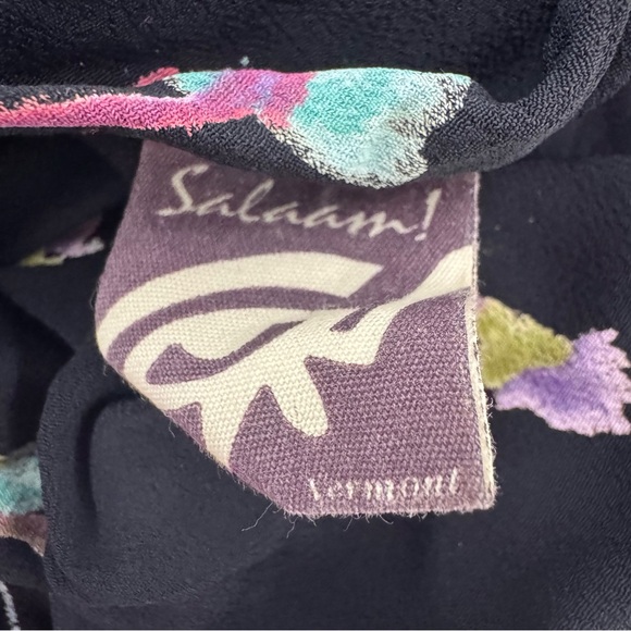 Salaam! Skirt water color flowers floral black multi color long maxi skirt cute - Picture 5 of 6